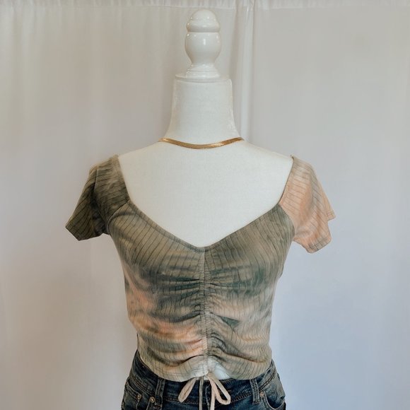Night Out Tie Dye Crop Top Sage/Blush - Picture 1 of 3